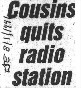 Cousins quits radio station