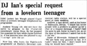 DJ Ian’s special request from a lovelorn teenager