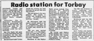 Radio station for Torbay – July 1979
